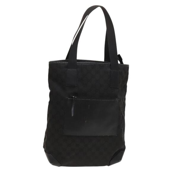GUCCI GG Canvas Tote Bag Black Silver - Picture 1 of 16